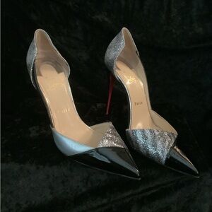 Elegant Black and Silver Christian Louboutin Women's Heels